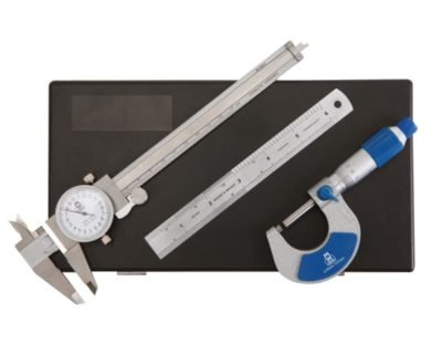MOORE & WRIGHT MICROMETER DIAL CALIPER AND ENGINEERS' RULE SET