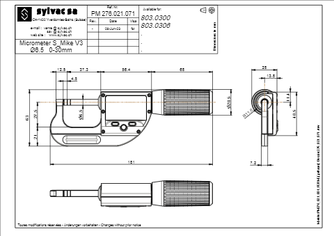 Micrometer S_MIKE Pro Cylindrical Ø6.5 Smart