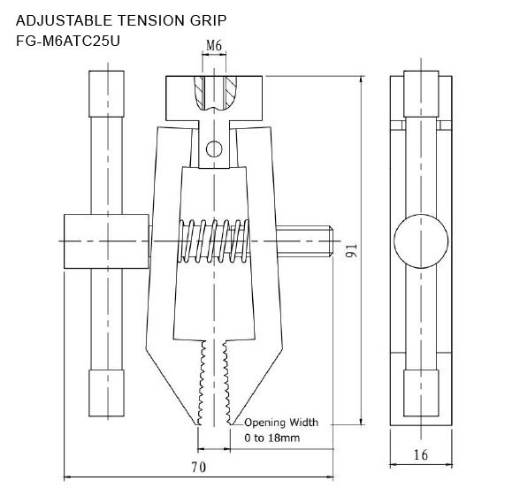dimensions Adjustable Tension Grip
